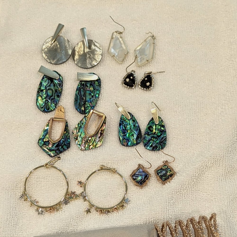 KENDRA SCOTT LOT - Eight pair Earrings, One Cuff SOLD AS A LOT ONLY
